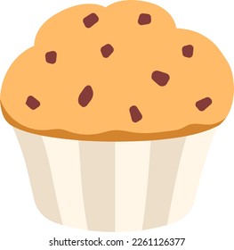 Muffin Chocolate chip Dessert Icon Element illustration Flat style