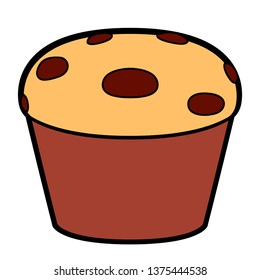 Muffin with chocolate chips icon. Vector illustration design