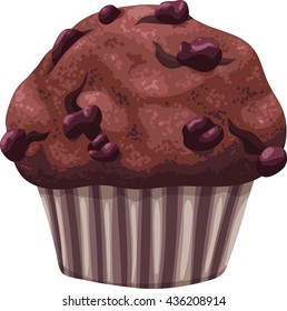 Muffin with chocolate. Isolated