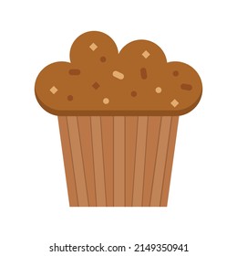 Muffin color vector icon. Flat chocolate cupcake illustration. Cake dessert design. 