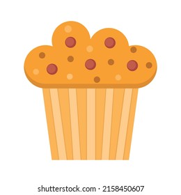 Icono vectorial de color Muffin. Ilustración de bizcocho plano. Diseño de postres pasteles. 