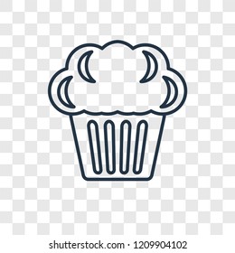Muffin concept vector linear icon isolated on transparent background, Muffin concept transparency concept in outline style