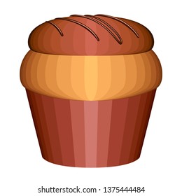 Muffin with a cookie. Vector illustration design