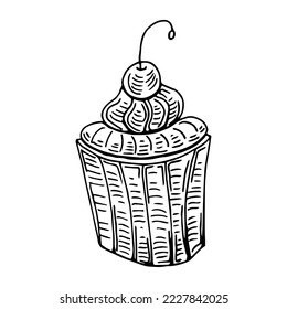 muffin cup cake delicious drawing Vector illustration