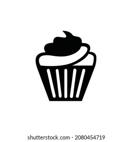 Icono del pastel de muffin en fondo blanco. Vector
