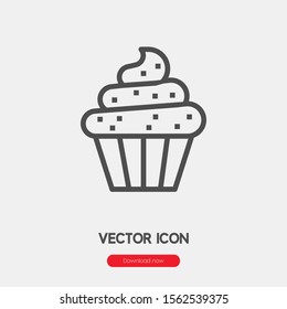 Muffin cupcake icon vector. Muffin symbol. Linear style sign for mobile concept and web design. Muffin cupcake symbol illustration. Pixel vector graphics - Vector.