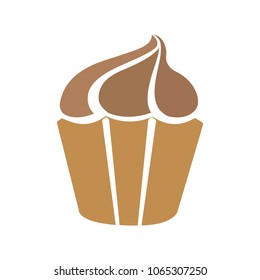 Muffin -  cupcake illustration, vector dessert - delicious sweet, bakery symbol