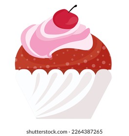 tarta de postre muffin con cereza