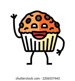 muffin dessert character color icon vector. muffin dessert character sign. isolated symbol illustration