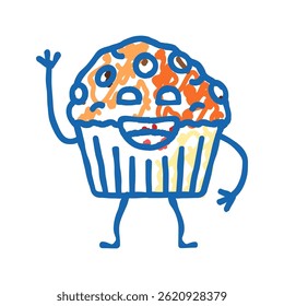 muffin dessert character doodle icon sketch vector. muffin dessert character sign. isolated symbol illustration