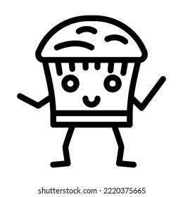 muffin dessert character line icon vector. muffin dessert character sign. isolated contour symbol black illustration