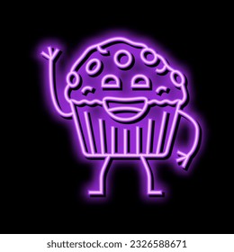 muffin dessert character neon light sign vector. muffin dessert character illustration