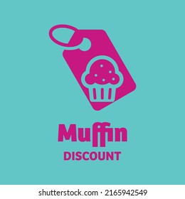 Muffin with discount, logo design vector symbol icon illustration creative idea
