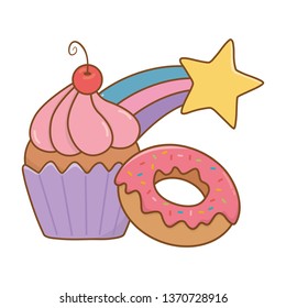 muffin with donut and shooting star
