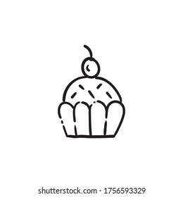 Icono del doodle de Muffin. Ilustración dibujada a mano.