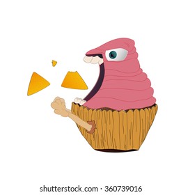 Muffin eating background illustration