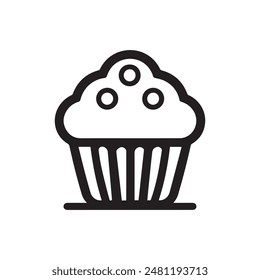 Muffin food outline icon cake. Cook cream black cup design.
