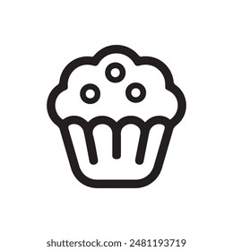 Muffin food outline icon cake. Cook cream black cup design.