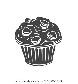 Muffin glyph icons. Badge of cake for menu confectionery. Retro style. Vector illustration.