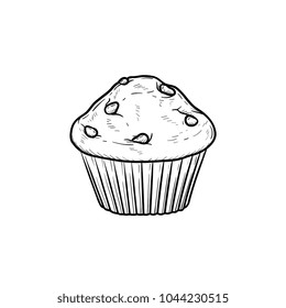 Muffin handgezeichnet Umriss doodle Symbol. Vektorgrafik von Muffin für Druck, Web, Mobilfunk und Infografiken einzeln auf weißem Hintergrund.