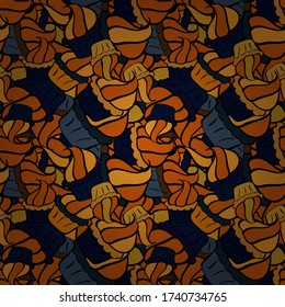 Muffin. Happy birthday cupcake background in orange, black and blue. Seamless.Cupcake vector pattern. Cupcake pattern background. Vector illustration.