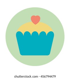 Muffin with Heart Colored Vector Illustration