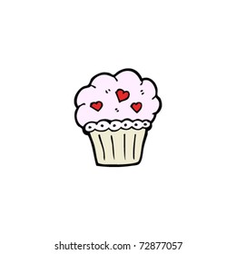 muffin con corazones en caricatura
