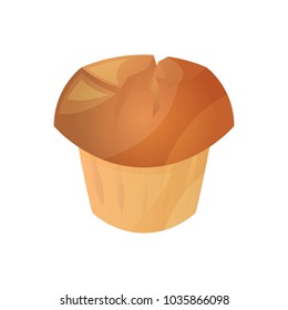 Muffin, homemade pastries, bakery products from the bakery. Icon of muffin isolated on white background. Vector illustration.