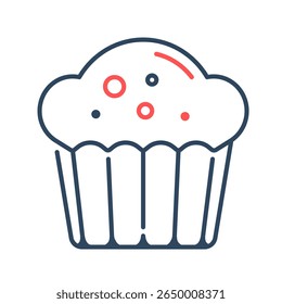 Muffin ícone. padaria, cupcake, sobremesa, lanche, doce, pastelaria, café da manhã, tratar. Ilustração de ícone de vetor