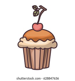 Muffin icon. Bakery shop traditional and product theme. Isolated design. Vector illustration