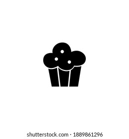 Muffin icon. Bakery icon. Simple, flat, black, glyph.