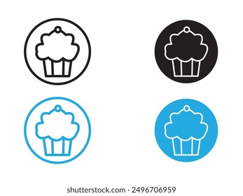 Muffin Icon black and white vector outline sign