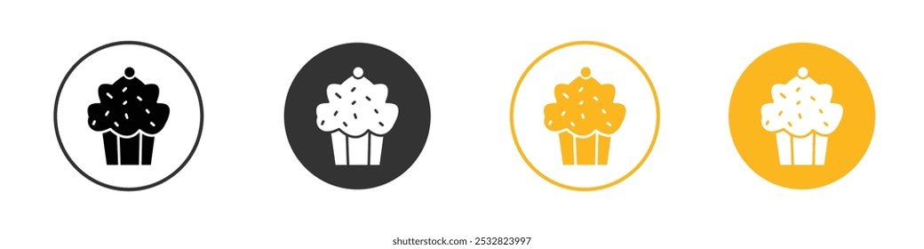 muffin icon black and white vector outline sign