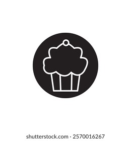 Muffin Icon black and white vector outline sign