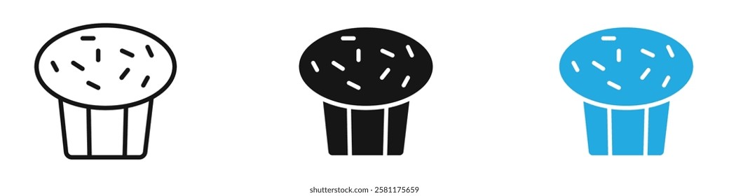 Muffin icon black white vector outline