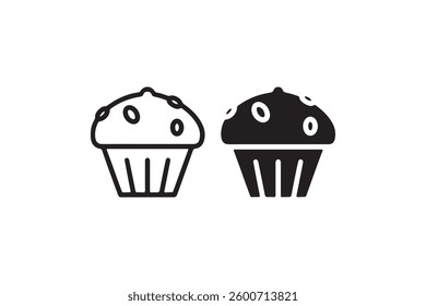 Muffin icon in black and white Vector