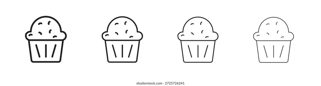 Conceito de ícone de muffin. Símbolo de linha fina. Vetor de estilo de contorno simples