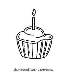 Muffin Icon. Doddle Hand Drawn or Black Outline Icon Style