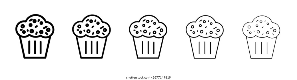 Muffin ícone plano ilustração definir logotipo