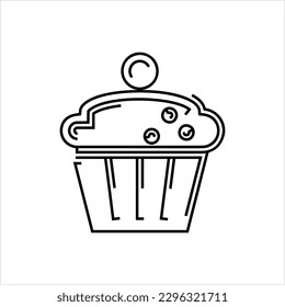 Icono de muffin, pan plano redondo, vectores de esponja Ilustración de arte