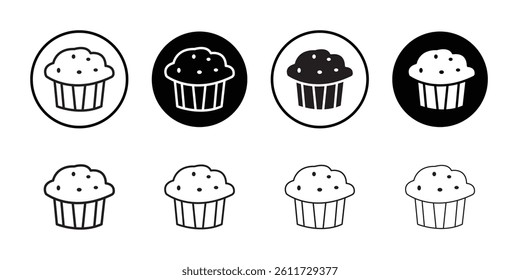 Muffin icon Flat simple outline set