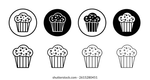 Muffin Icon Flat simple outline set