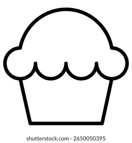 Icono de muffin logotipo de arte de contorno delgado plano