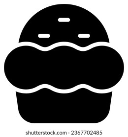 icono de muffin con estilo glifo. Adecuado para el diseño de sitios web, logotipo, aplicación, interfaz de usuario y ETC.