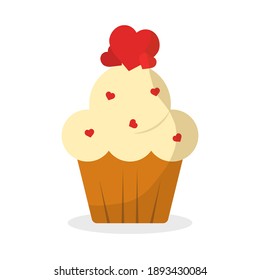 Muffin icon, hearts cupcake vector illustration design isolated