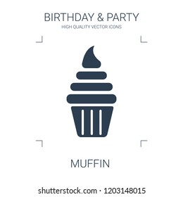 muffin icon. high quality filled muffin icon on white background. from birthday party collection flat trendy vector muffin symbol. use for web and mobile