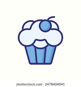 muffin icon, isolated blue outline icon
