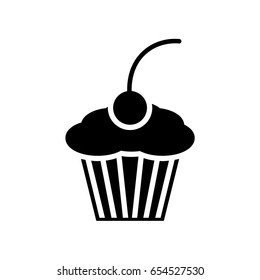 Muffin icon. Isolated flat cake food symbol. Vector sweet sign illustration on white