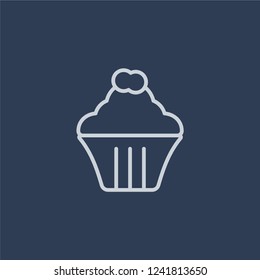 Muffin icon. Muffin linear design concept from Birthday and Party collection. Simple element vector illustration on dark blue background.