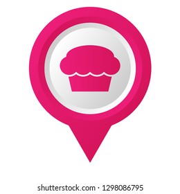 muffin icon and map pin.Designed for your web site design, logo, app, UI